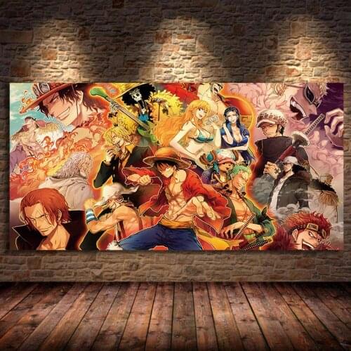 Japanese Anime One Piece Oil Canvas Paintings Luffy Cartoon Wall Art Posters and Prints For Bedroom Home Decoration Unframed