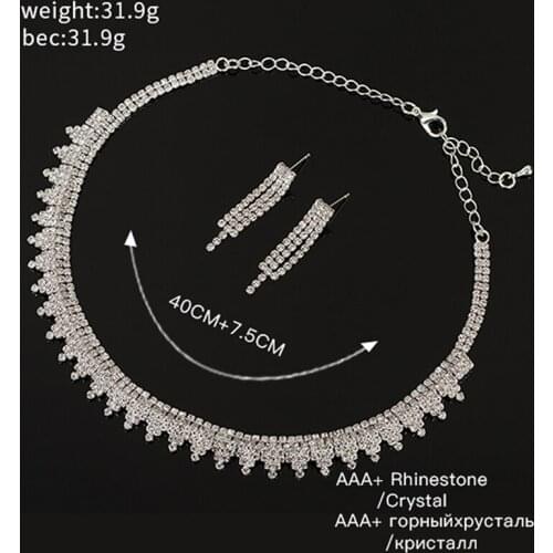 YFJEWE Fashion Wedding Bridal Austrian Crystal Water Drop Pendant Flower Style Pendant Chain Necklace Earrings Jewelry Sets N325