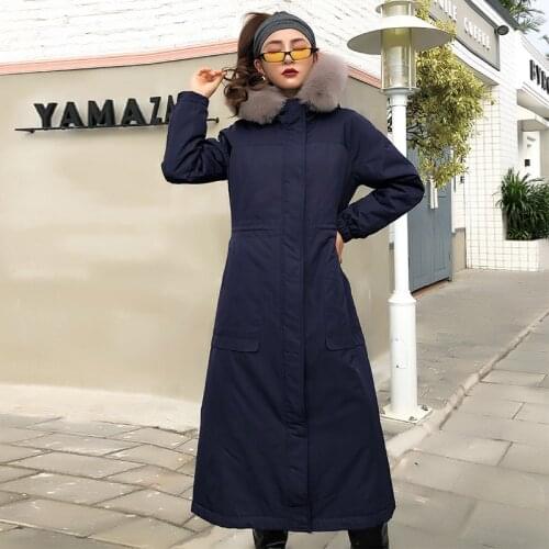 Natural Rabbit Liner Parka 2020 Winter Jacket Women Real Fox Fur Collar Long Coat Female Luxury Parkas Plus Size MY