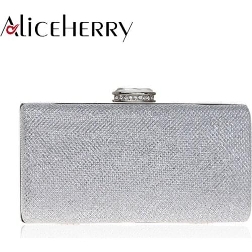 Women Handbags Sequins Wedding Dinner Bag Evening Bag Purses Diamonds Clutch Box Package Ladies Shoulder Bag Handbag Gold Silver