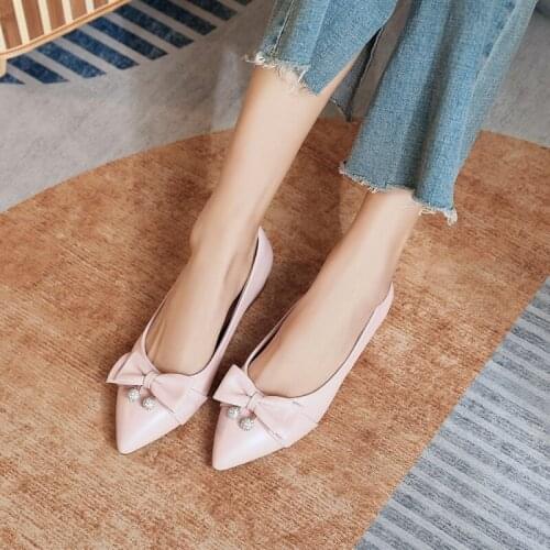 BLXQPYT Plus Size 44 Women Fashion Pointed Shallow Bowet Flat Shoe Breathable Ladies Lazy Loafers Casual Female Footwear 951