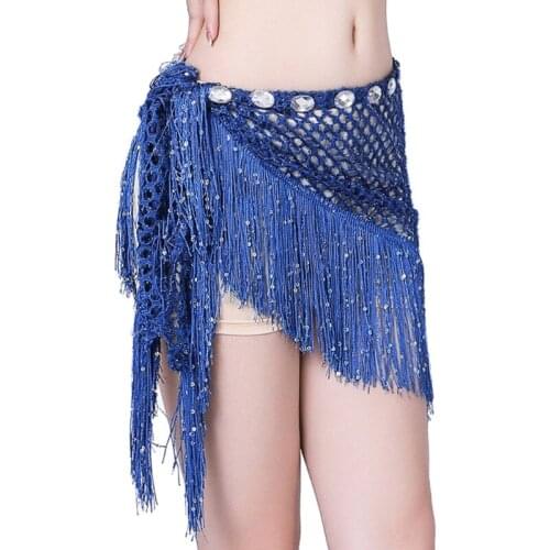 Women Dances Tassel Triangle Belt Shawl Chiffon Hand kerchief R7RF