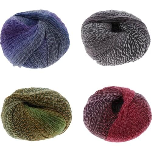 1 Skein Soft Yarn 80% Wool Gradient Multi Color Yarn for Crocheting Knit Total Size 4.3 x 4.3 x 1.9 inch