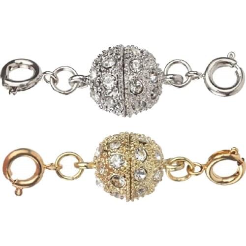 2 Sets Fashion Crystal Ball Magnetic Jewelry Clasps Findings Magnetic Lobster Clasps for Necklace Bracelets Anklets Connect