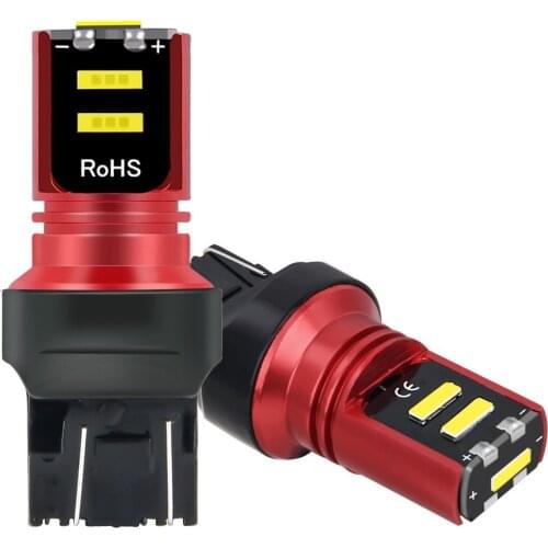 2Pcs New T20 7443 W21/5W Super Bright CSP LED Car Brake Lamp Turn Signal Auto Daytime Running Light Parking Bulb Red White Amber