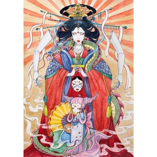 Diamond mosaic geisha Cartoon Woman full square Round diamond embroidery icon 5d diy diamond painting 100%, Best gift EE1903
