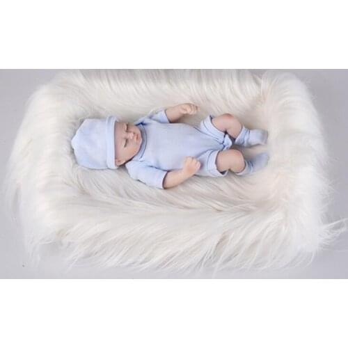 60 x 50cm Newborn Baby Infant Photo Blanket Fake Fur Rug Blankets Plush Photography Background Props Basket Stuffer Filler