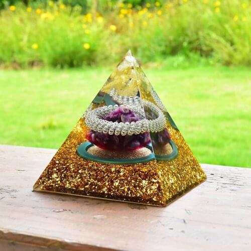 Original Large Orgone Pyramid Energy Amethyst Stone Reiki Chakra Yoga Reiki Healing EMF Protection Crystal Home Decoration