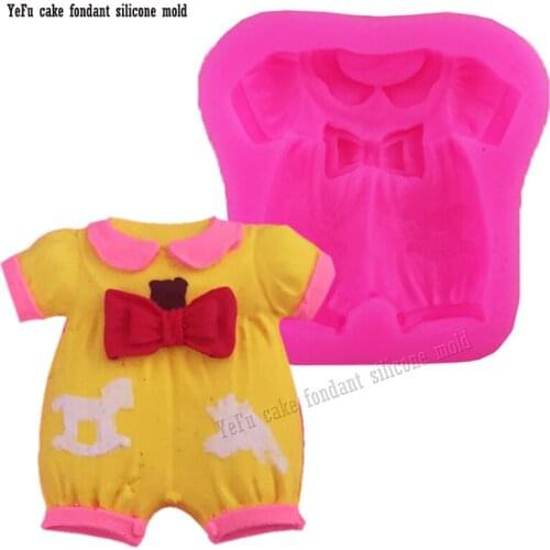 Free shipping 3D Baby Shower Series Bow Clothes Silicone Molds Fondant Sugar Craft Mould cake decorating tools T0824