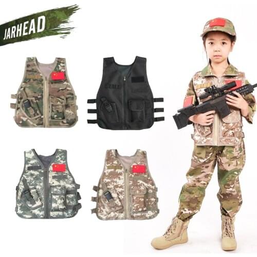 Children Tactical Vest Outdoor Performance Clothing Camouflage Vest Kids Hunting Cosplay Fishing CS Game Vest S/M/L/XL