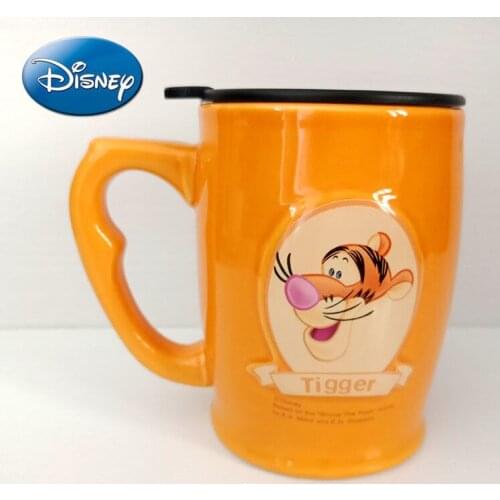 Disney Jumping Tiger Water Cup Foreign Trade Ceramic Coffee Cup with Cover Milk Cup Breakfast Cup Office Cereal