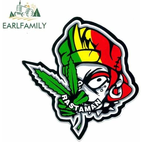 EARLFAMILY 13cm x 12.4cm For Rasta Marijana Weed Fine Decal Vinyl Car Graffiti Sticker Waterproof Suitable For VAN RV