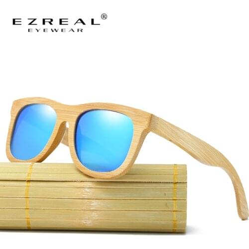 EZREAL Wooden Sunglasses Polarized Bamboo brand sun glasses Vintage Wood Case Beach Sunglasses for Driving gafas de sol
