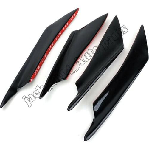 Glossy Black Front Bumper Lip Kit Diffuser Canard Splitter Universal Fit 4pcs