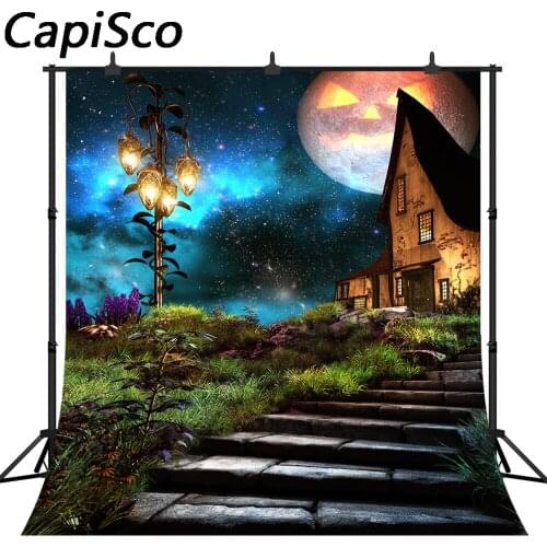 Capisco Halloween Photography Backdrop Fairy Tale House Pumpkin Face Background Baby Kids Portrait Photo Booth Shoot Studio Prop