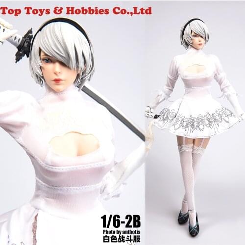 Cosplay SET026 head 1/6 NieR Automata 2B TYM073 Female White battle Costume Skirt Clothes Clothing For 12" Pale Body