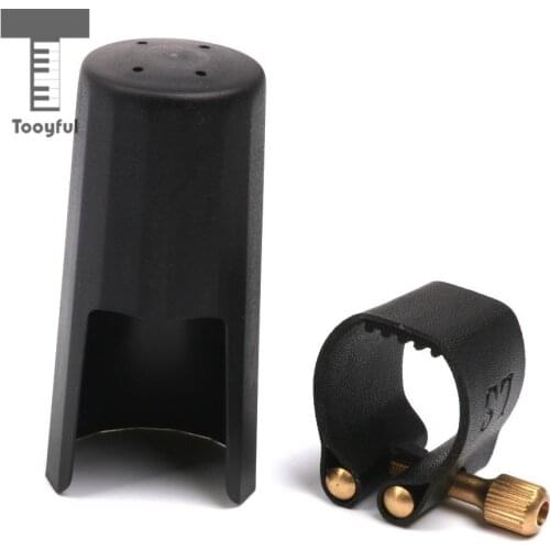 Tooyful High Quality Plastic Clarinet Mouthpiece Cover Cap With Adjustable PU Ligature Black Professional Guitar Clarinet Access