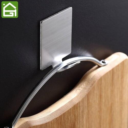 10pcs 3M Self Adhesive Brushed Stainless Steel Hook for Bedroom Kitchen and Bathroom