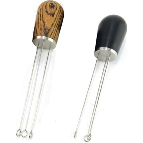 AF89 Espresso Coffee Stirrer, Hand Tamper Wood Handle Coffee Needle Distributor Coffee Tamper Leveler Tool