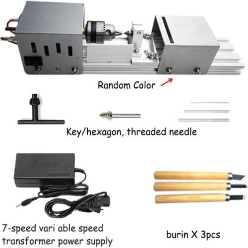 Multi-purpose Mini Carpenter Lathe Round Beads Polishing Machine Woodworking DIY Tool 100W DC12-24V 2000-8000RPM Grinding Lathe