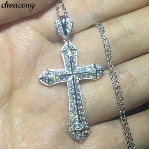Choucong Trendy Cross Pendants AAAAA Cz Stone 925 Sterling silver Party Wedding Pendant with Necklaces for Women Men jewelry