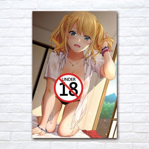 Cartoon Sexy Blonde Girl Canvas Painting Pop Art Anime Poster Print Wall Picture for Living Room Home Decor
