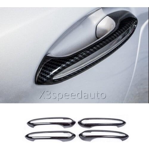 For BMW 5 Series G30 2017-2019 carbon fiber style Door handle cover trim 4pcs
