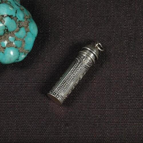 Handmade Nepalese 925 Silver Tibetan OM Mantra Pendant Necklace Real Sterling Tibetan Necklace Buddhist Mantra Pendant Necklace