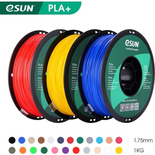 ESUN 3D Printer Filament PLA+ 1.75mm Dimensional Accuracy +/- 0.03mm 1KG (2.2 LBS) Spool 3D Printing Material For 3D Printers