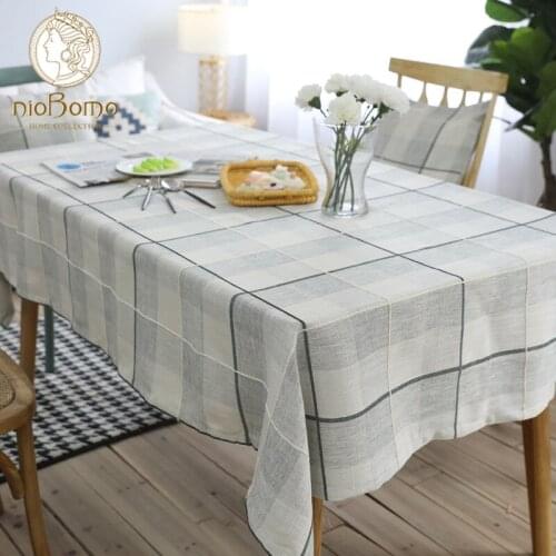 New product modern cotton linen simple checked table cloth for Home Tea Table Cover for Wedding Table Decoration