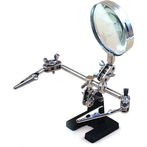 1 PC Adjustable Soldering Iron Stand Auxiliary Welding Magnifier With Alligator Clip Holder Clamp