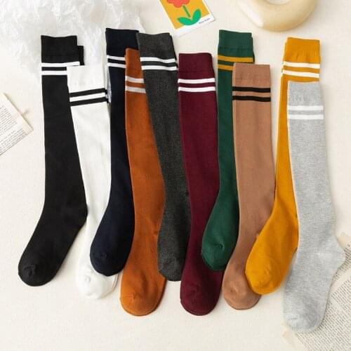 Sexy warm Long Socks Women Striped College Style Calf Socks New Fashion Ladies Girl Cotton pile pile Socks