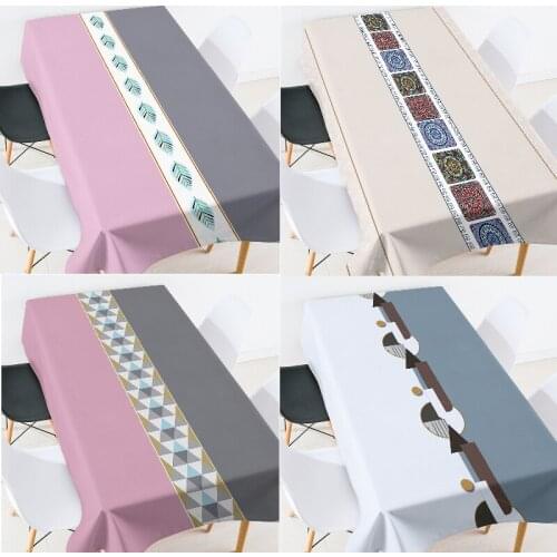 Geometric striped lattice round table cover tablecloth rectangular room decor aesthetic Anti-stain tablecloth table cloth set