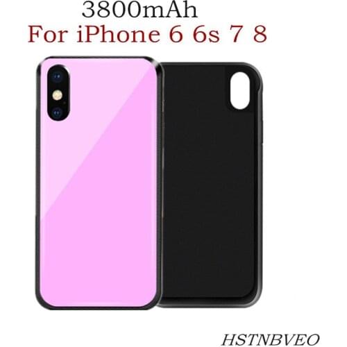 Slim Tempered Glass Shockproof Battery Charger Case For iPhone 6 6s 7 8 Battery Case External Power Bank Battery Charging Cover