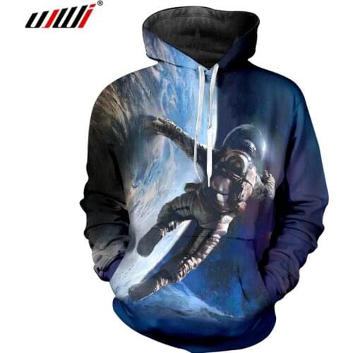 UJWI Astronaut Space Galaxy Hoodies Men 2018 Pullovers Hoodie Sweatshirt Casual Long Sleeve Black Hooded Jacket Dropship 6XL