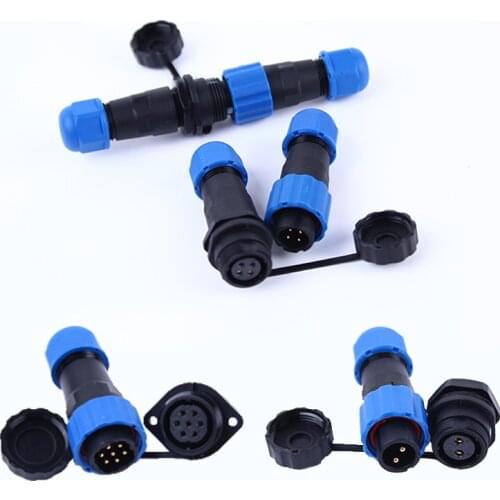 SD13 IP68 Waterproof 1/2/3/4/5/6/7 pin male&female aviation plug socket back nut flange docking panel mount wire cable connector