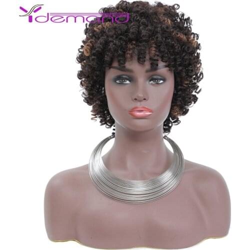 Y Demand Afro Short Headband Wigs Kinky Curly Wrap Hair and Linked Turban Hairs Synthetic Senegalese Wig For African Women