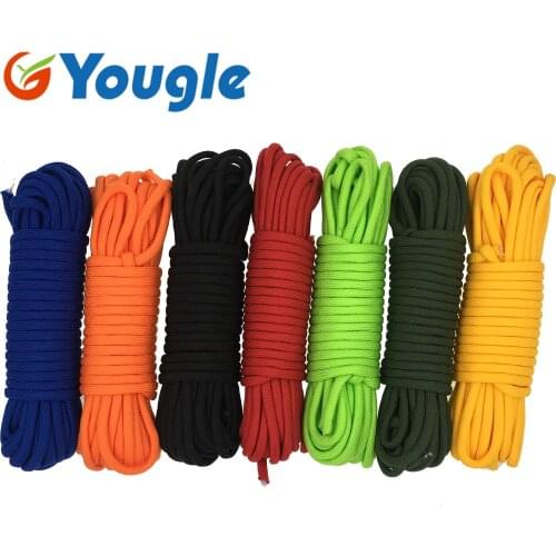 YOUGLE 15 Meters 850 LB 11 Strands Cores Parachute Cord Paracord Safety Rope Lanyard 6.5mm Diameter Outdoor Camping Hiking