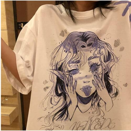 Women White T Shirt Summer Short Sleeve y2k Tshirt Harajuku Kawaii Clothing Korean Casual Clothes for Teenage Girl Tee Top 2021