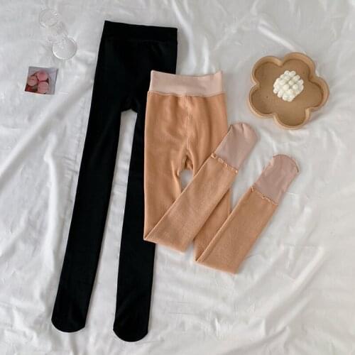 Plus Velvet Leggings Women Solid Color Thick Long Trousers For Outer Wear Warm Leggings