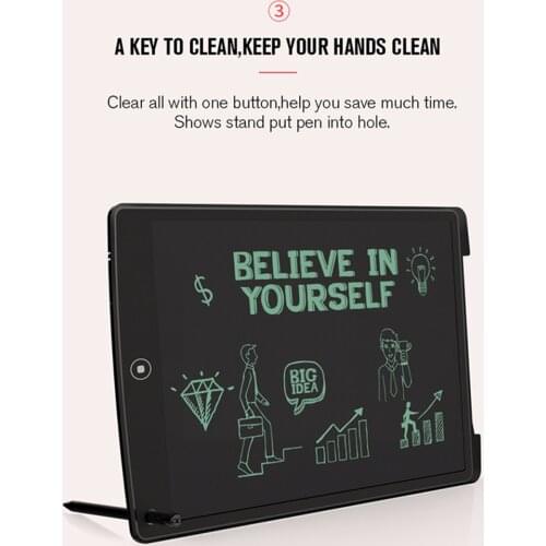 12in LCD Writing Tablet Split Screen Electronic Drawing Board Ruler Mouse Pad Black Portable Ultra-thin Board
