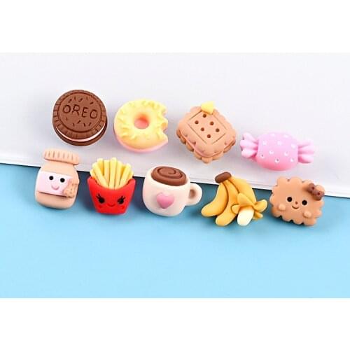 10pcs Resin Food Charms Accessories Kawaii Biscuits Slime Decor Crafts Supplies Diy Phone Case Patch Pendant Making Findings