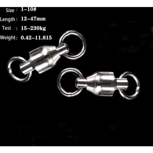 10pcs/lot 0#-10# Stainless Steel Ball Bearing Swivel with Solid Ring Rolling Fishing Swivel Connector