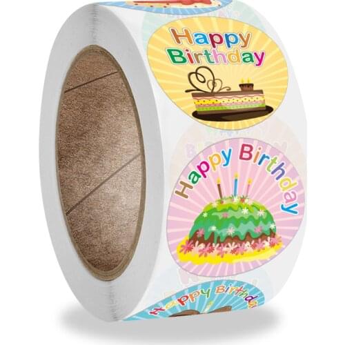 100-500pcs Cute Happy Birthday Stickers Birthday Gift Decoration Tag Sealing Label Kids toys Gift Package Scrapbooking Stickers