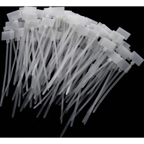 100 Pcs White Plastic Nylon Mark Tags Label Sticker Cable Zip Ties 2x11cm Cable Ties