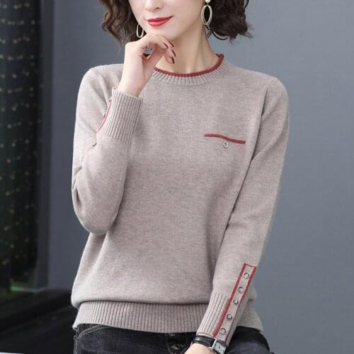 2021 spring and autumn new womens fashion round neck loose western style base sweater sweater top leisure