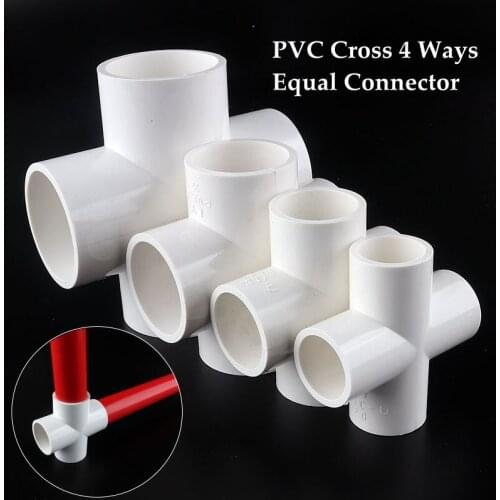 3~20pcs Inner Dia 20/25/32/40/50mm Cross 4 Ways Connector PVC Pipe Fittings Irrigation System Watering Equal 4 Ways Quick Joint