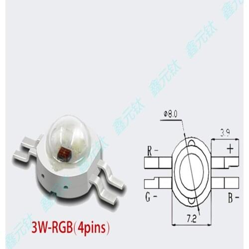 3W RGB 4PIN 6PIN LED lighting beads 4W RGBW 8pin Ultra bright red green blue color beads High power lamp bead 10pcs/lot