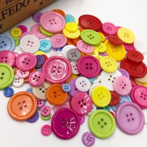 50Pcs 4 Holes Mixed Size Resin Buttons For Craft Round Sewing Buttons Scrapbook DIY Home Decoration Accessories PT182