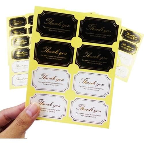 80pcs/lot Black White Seal Sticker Labels Thank You Paper Stickers Golden Thank You Scrapbooking Sticker Seals Labels For Gift